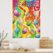Happy Easter Eggs Ornamental Design Poster (Keuken)
