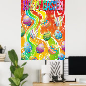Happy Easter Eggs Ornamental Design Poster (Thuiskantoor)