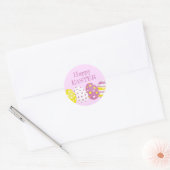 Happy Easter Eggs Pink Background Ronde Sticker (Envelop)