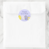 Happy Easter Eggs Purple Background Ronde Sticker (Tas)