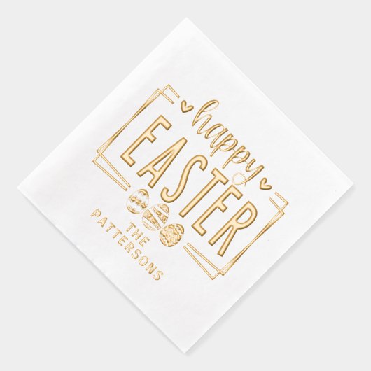 Happy Easter Eggs Script Persoonlijke naam Folie Servetten (Rechts)