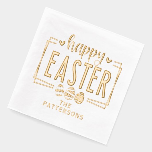 Happy Easter Eggs Script Persoonlijke naam Folie Servetten (Links)