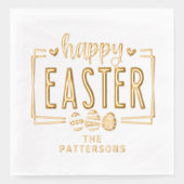 Happy Easter Eggs Script Persoonlijke naam Folie Servetten (Voorkant)