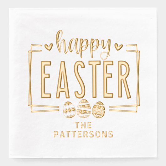 Happy Easter Eggs Script Persoonlijke naam Folie Servetten (Voorkant)