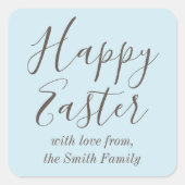 Happy Easter Elegant Script Gift Favoriet Blauw Vierkante Sticker (Voorkant)