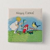  Happy Easter Elves Eggs Vierkante Button 5,1 Cm (Voorkant)