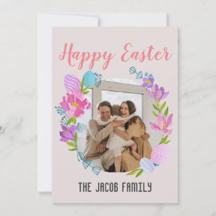Happy Easter-familie, een foto van de oostelijke b Feestdagenkaart