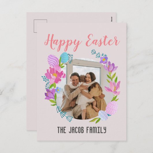 Happy Easter-familie, een foto van de oostelijke b Feestdagenkaart (Voorkant / Achterkant)