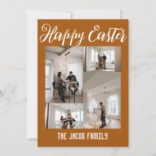 Happy Easter familie, vier foto-collage Feestdagenkaart