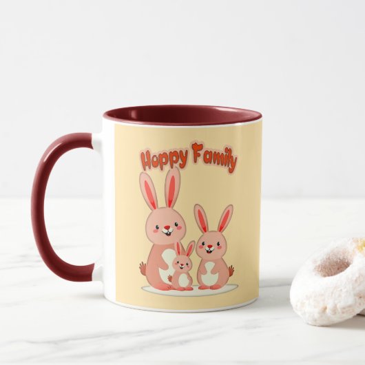 Happy Easter Family – Cute Bunny - caneca Mok (Met donut)