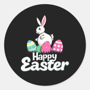 Happy Easter Fat Bunny Easter Outfit Egg Nest Flow Ronde Sticker