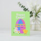 Happy Easter Felt Look Easter Egg Bunny Chick Feestdagenkaart (Staand voorkant)