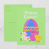 Happy Easter Felt Look Easter Egg Bunny Chick Feestdagenkaart (Voorkant / Achterkant)