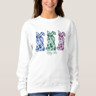 Happy Easter Floral Bunny Floral Easter Bunny Trui
