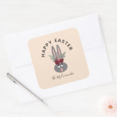 Happy Easter Floral Bunny Specialized Vierkante Sticker (Envelop)