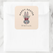 Happy Easter Floral Bunny Specialized Vierkante Sticker (Tas)