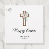 Happy Easter Floral Cross Bedankjes Labels (Voorkant)