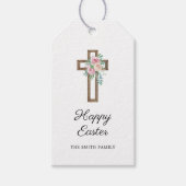Happy Easter Floral Cross Cadeaulabel (Voorkant)