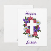 Happy Easter Floral Cross Kaart (Voorkant / Achterkant)