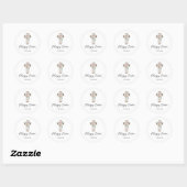 Happy Easter Floral Cross Ronde Sticker (Vel)