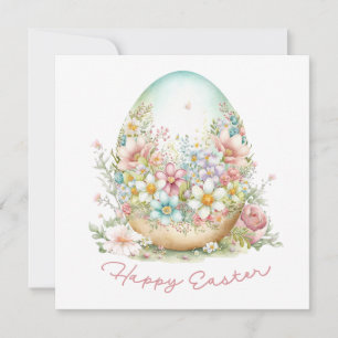 Happy Easter Floral Easter Egg Kaart