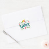 Happy Easter Floral Flowers Easter Eggs Vierkante Sticker (Envelop)
