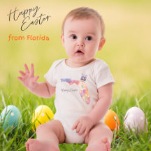 Happy Easter Florida State Pastel Eggs and Bunny