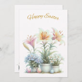 Happy Easter Flowers Easter Kaart (Voorkant / Achterkant)