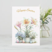 Happy Easter Flowers Easter Kaart (Staand voorkant)