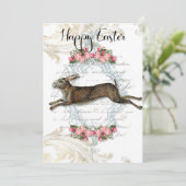 Happy Easter, Franse Bunny Rabbit, , Shabby Feestdagenkaart (Staand voorkant)