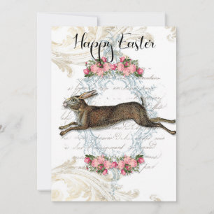 Happy Easter, Franse Bunny Rabbit, , Shabby Feestdagenkaart