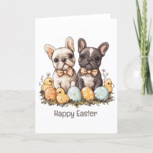 Happy Easter French Bulldogs Feestdagen Kaart