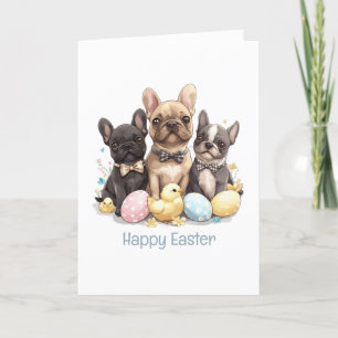 Happy Easter French Bulldogs Feestdagen Kaart