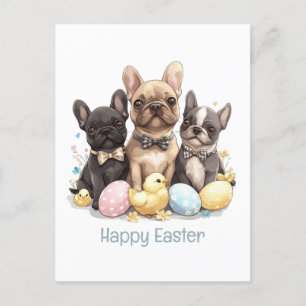 Happy Easter French Bulldogs Feestdagenkaart