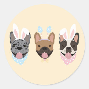 Happy Easter French Bulldogs Ronde Sticker