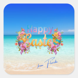 Happy Easter from Florida Tropical Beach Vierkante Sticker