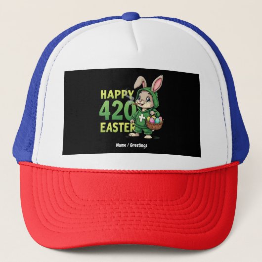 Happy Easter Funny Easter Bunny Design Wietliefheb Trucker Pet (Voorkant)
