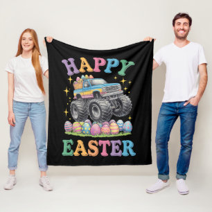 Happy Easter Funny Monster Truck Crush Eggs Fleece Deken