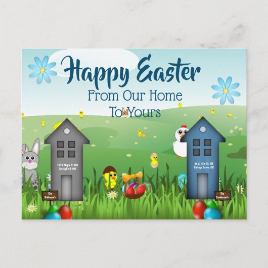 Happy Easter Gepersonaliseerde huizen Briefkaart (Voorkant)