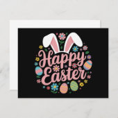 Happy Easter Gezegden Egg Bunny Kaart (Voorkant / Achterkant)