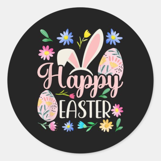 Happy Easter Gezegden Egg Bunny Ronde Sticker (Voorkant)