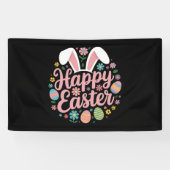 Happy Easter Gezegden Egg Bunny Spandoek (Horizontaal)