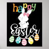 Happy Easter Gezegden Egg Groovy Bunny Rabbit Kind Poster (Voorkant)