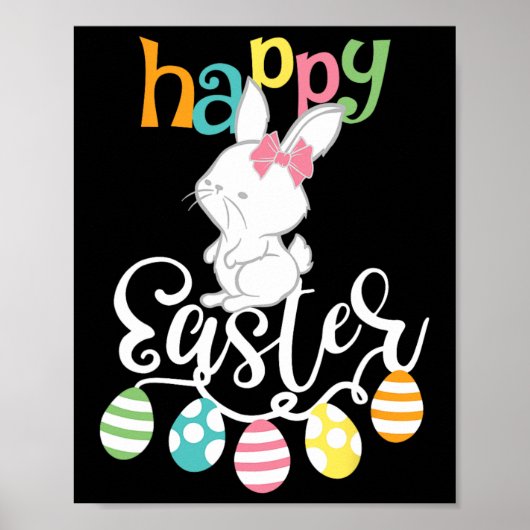 Happy Easter Gezegden Egg Groovy Bunny Rabbit Kind Poster (Voorkant)