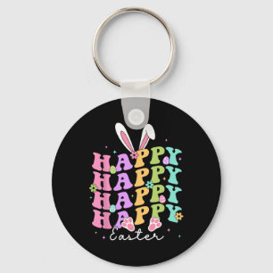 Happy Easter Gezegden Egg Groovy Bunny Rabbit Kind Sleutelhanger