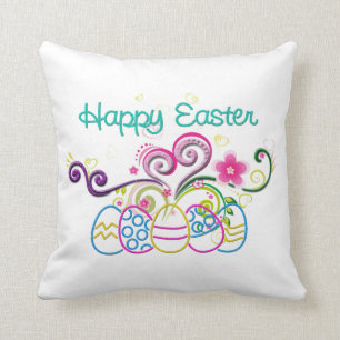 Happy Easter Glitter Eggs & Floral Kussen