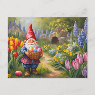 Happy Easter Gnome in de voorjaarstuin Feestdagenkaart