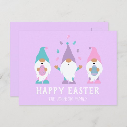 Happy Easter Gnome Juggling Paaseieren Briefkaart (Voorkant / Achterkant)