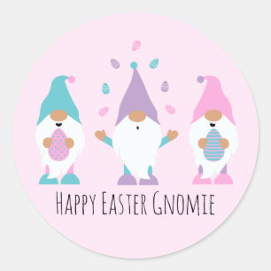 Happy Easter Gnomie Juggling Paaseieren Ronde Sticker