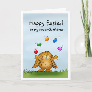 Happy Easter Godfather Cute Bunny Feestdagen Kaart